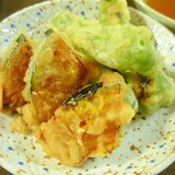 カボチャとシシトウの中華風味天ぷら♪